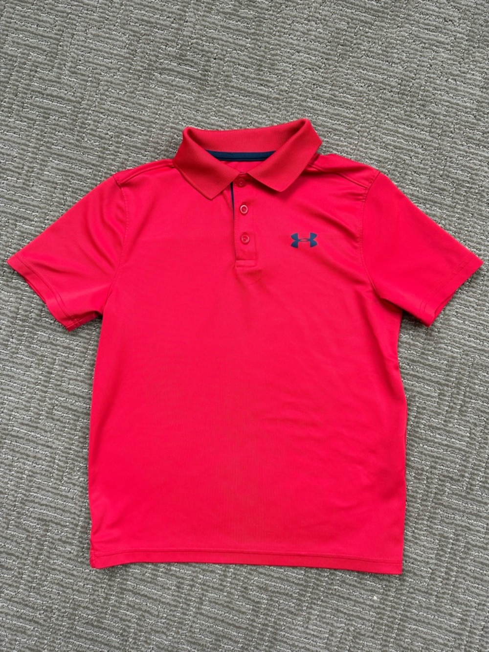 Under Armour Bright Red Boys' Polo with Navy Logo size medium - make a bundle!